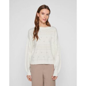 VIRIL L/S O-NECK POINTELLE KNIT TOP