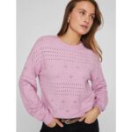 VIRIL L/S O-NECK POINTELLE KNIT TOP
