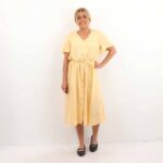 PCNYA SS V-NECK MIDI DRESS