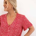 PCNYA SS V-NECK MIDI DRESS