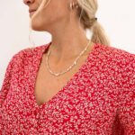 PCNYA SS V-NECK MIDI DRESS